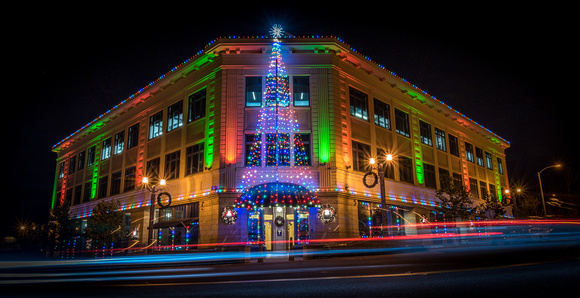 Christmas lights at the Truax Building